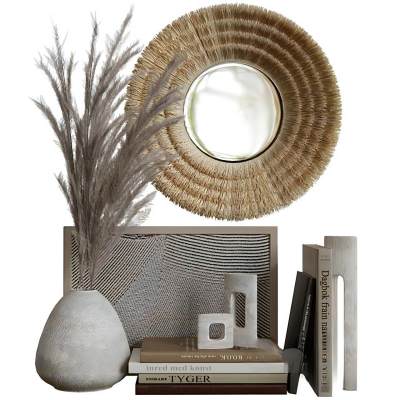 现代摆件组合 雕塑 花瓶花卉 干枝